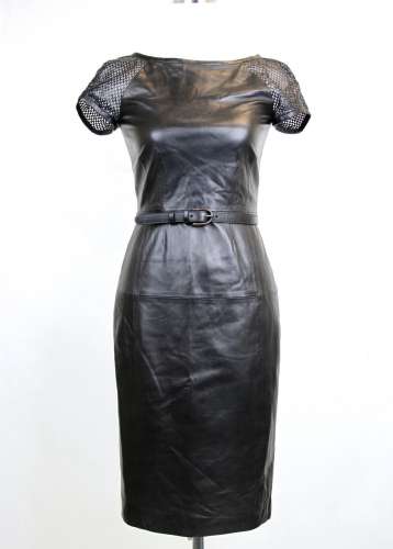 $3750 NEW Authentic Gucci Leather Belted Dress, Black, 348549 1000 2017 Black Friday Deals